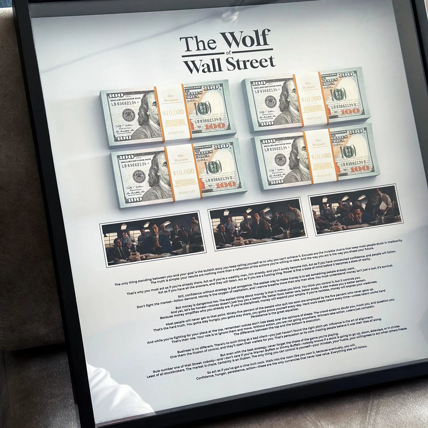 THE WOLF OF WALL STREET MONEY WALL ART