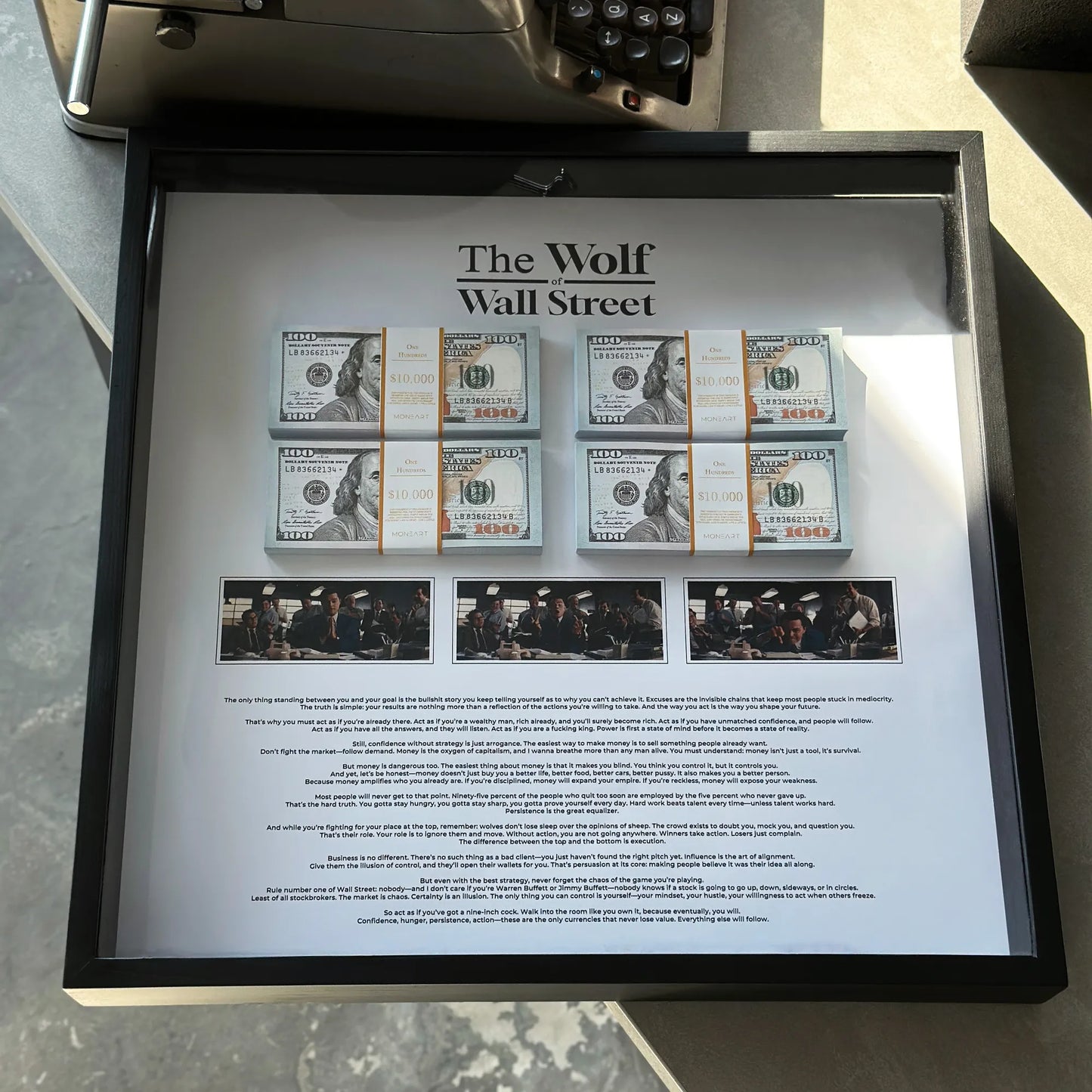 THE WOLF OF WALL STREET MONEY WALL ART
