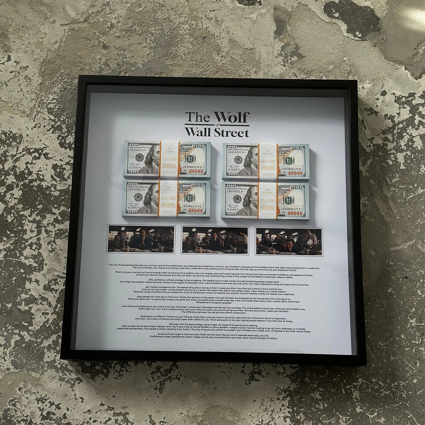 THE WOLF OF WALL STREET MONEY WALL ART